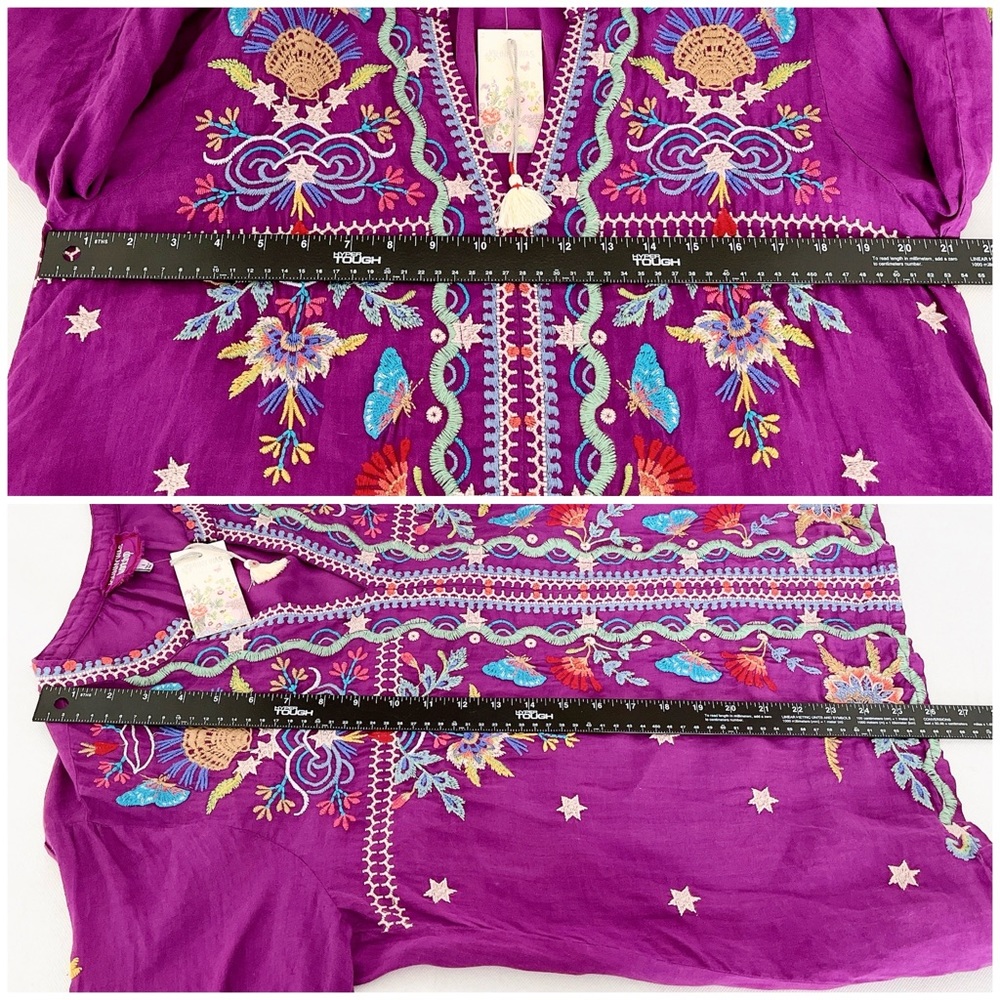 NWT Johnny Was Arzella Blouse Purple Magenta Embroidered Pullover Top Size Large - Picture 10 of 13